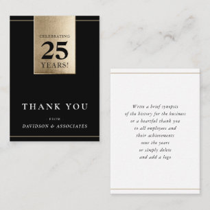 CORPORATE ANNIVERSARY business black white gold Card