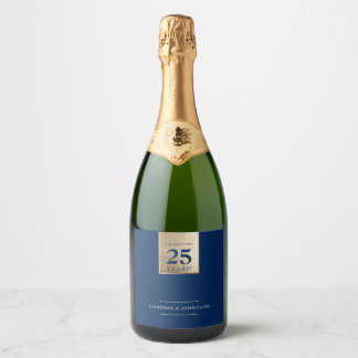 CORPORATE ANNIVERSARY business navy white gold Sparkling Wine Label