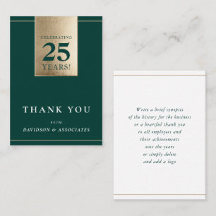 CORPORATE ANNIVERSARY business white green gold Card