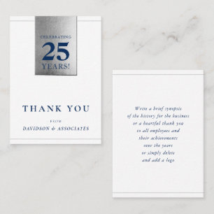 CORPORATE ANNIVERSARY business white navy silver Card