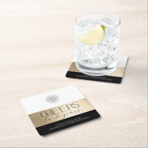 CORPORATE ANNIVERSARY elegant business black gold Square Paper Coaster