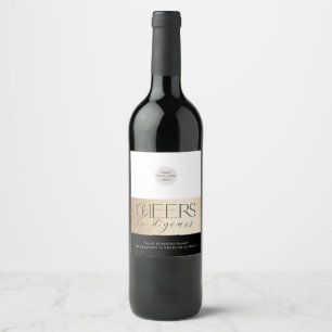 CORPORATE ANNIVERSARY elegant business black gold Wine Label