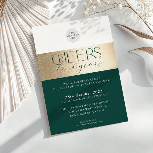CORPORATE ANNIVERSARY elegant business green gold Invitation