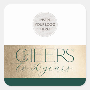 CORPORATE ANNIVERSARY elegant business green gold Square Sticker