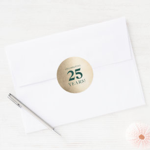CORPORATE ANNIVERSARY stylish business green gold Classic Round Sticker