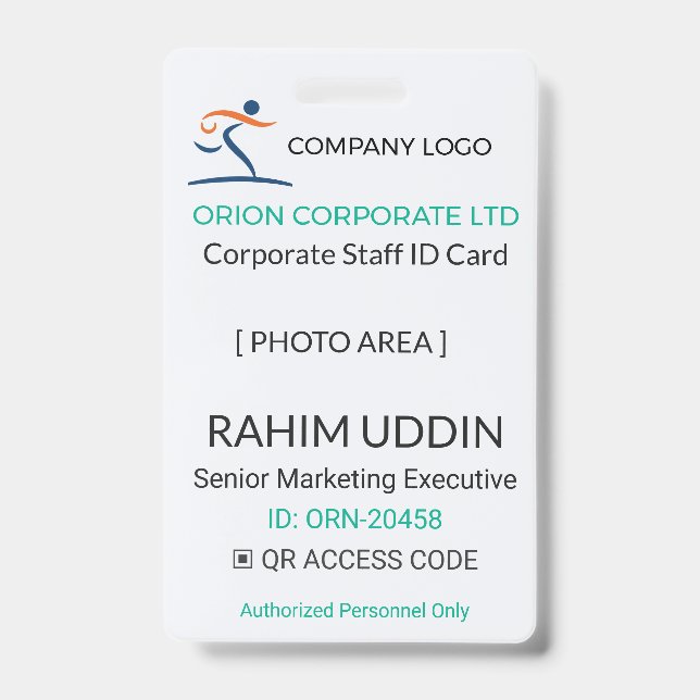 Corporate Badge | Employee Photo – Business ID (Front)