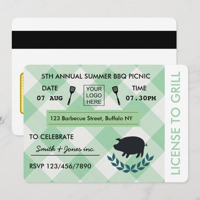 Corporate BBQ Barbecue Picnic Party Invitation (Front/Back)