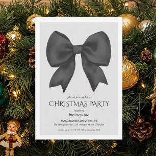 Corporate Black Bow Christmas Holiday Party  Invitation