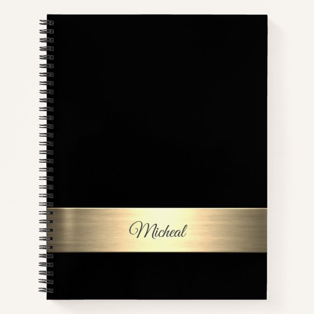 Corporate Black Gold Metal Monogram Notebook (Front)