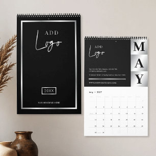 Corporate Black & Silver Business Logo Custom 2027 Calendar