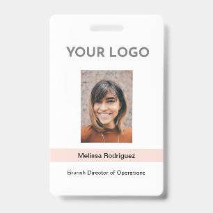 Corporate Blush Pink Employee Photo ID Badge