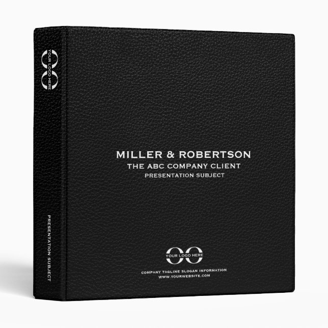 Corporate Branded Presentation Binder with Logo (Front/Spine)