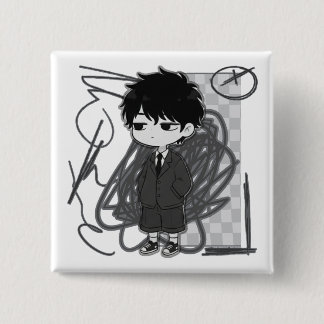 Corporate Burnout Relatable Chibi Boy Suit Illustr 2 Inch Square Button