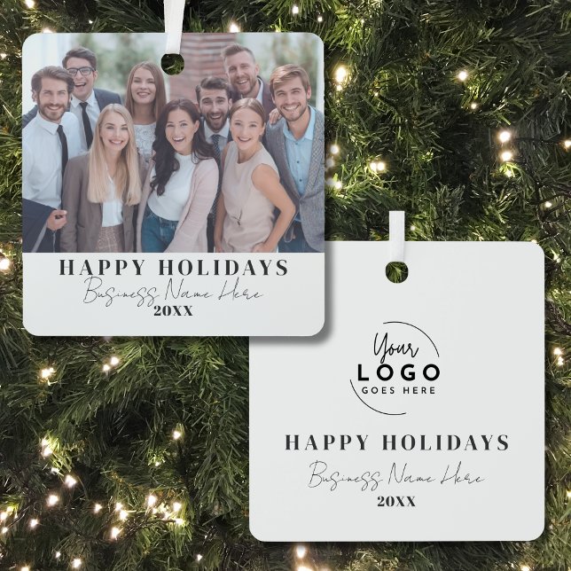 Corporate Business Christmas Metal Ornament (Black And White Corporate Business Christmas Metal Ornament )