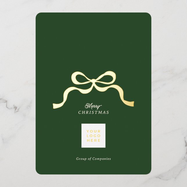 Corporate Business Gratitude & Seasons Greetings Foil Holiday Card (Front)