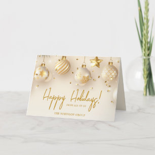 Corporate Business Happy Holidays Gold Script Holiday Card