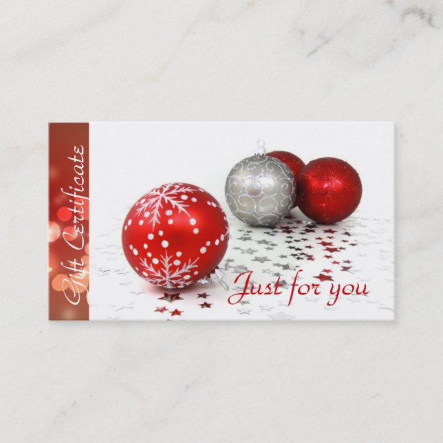 Corporate Business Holiday Gift Certificates (Front)