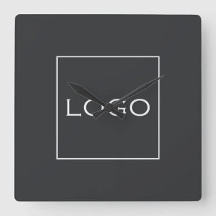 Corporate Business Large Logo Thunder Charcoal Square Wall Clock