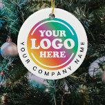 Corporate Business Logo Promotional Christmas Ceramic Ornament<br><div class="desc">Great business company promotional item. Simply add your own logo and customize company's details by using the template provided.</div>