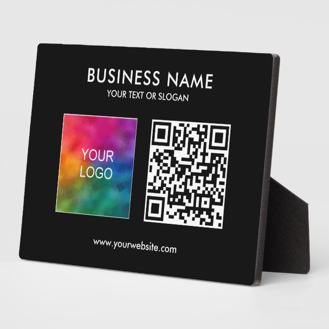Corporate Business Logo QR Code Template Black Plaque (Side)