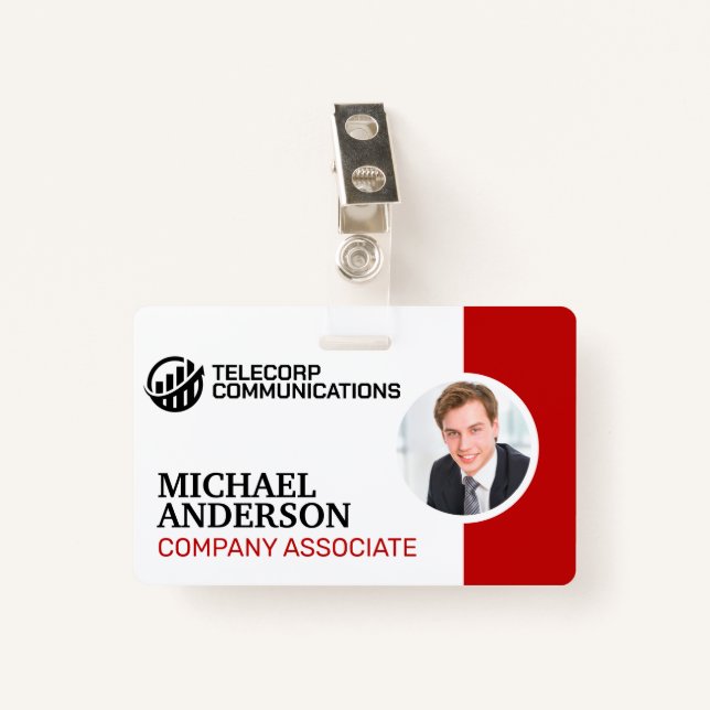 Corporate | Business Man in Suit | Barcode Badge (Front with Clip)