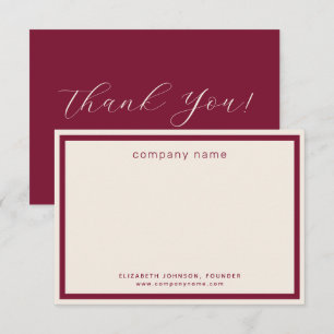 Corporate Business Modern Burgundy Cream Thank You Card