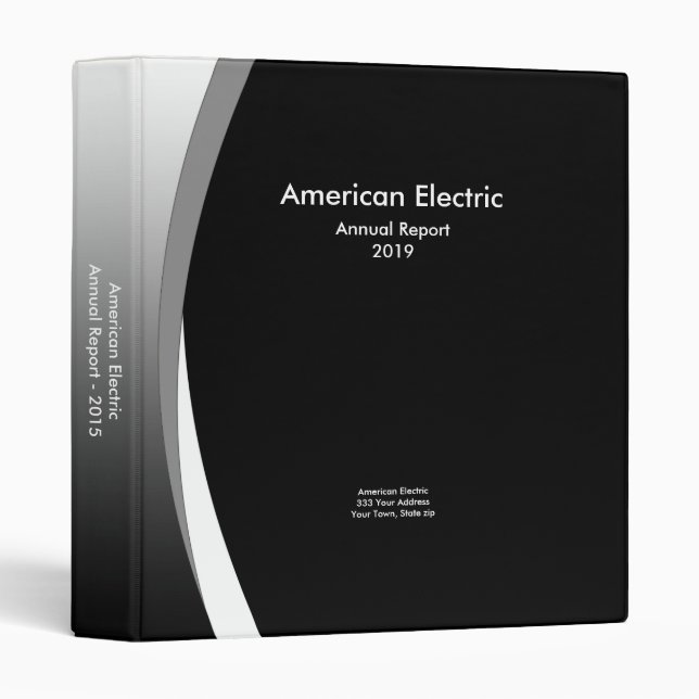 Corporate Business Report Binder in Black, Grey (Front/Spine)