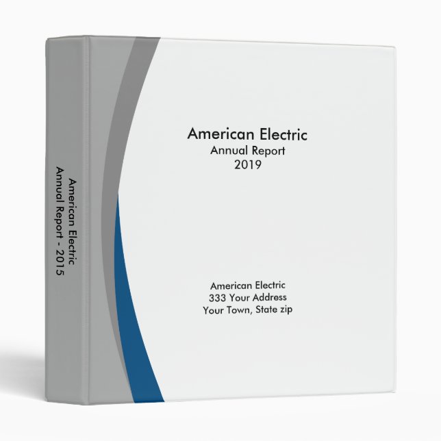 Corporate Business Report Binder in Blue and Grey (Front/Spine)