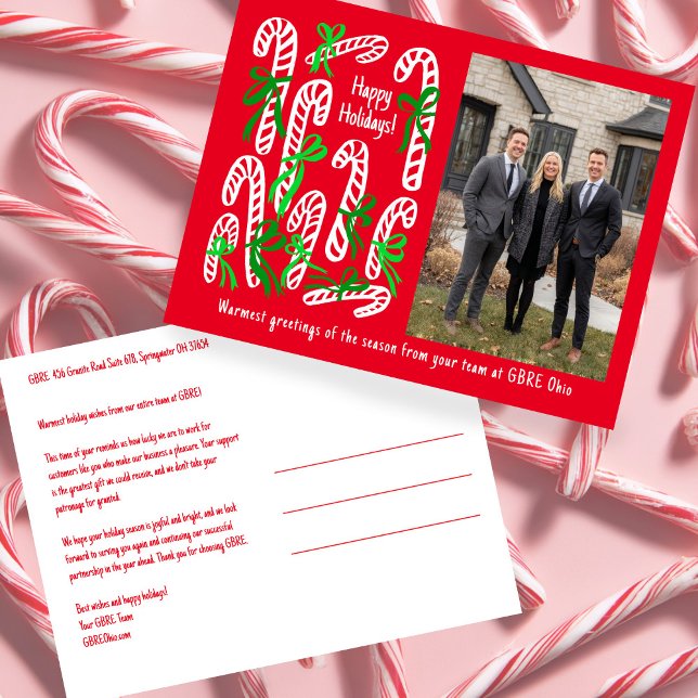 Corporate Candycanes CUSTOM PHOTO Christmas Holiday Postcard (Corporate Candycanes CUSTOM PHOTO Christmas Holiday Postcard
)