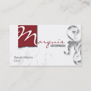Corporate CEO Business Card Elegant Monogram Red