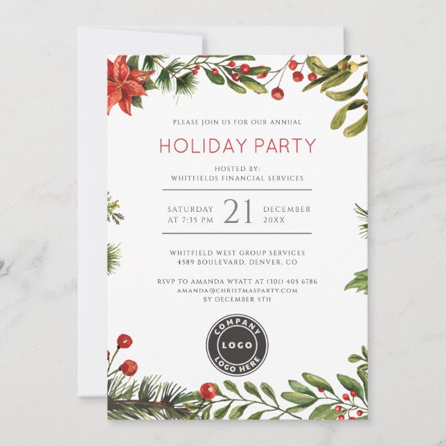 Corporate Christmas Holiday Office Party Invitation (Front)