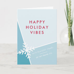 CORPORATE CHRISTMAS modern colourful snowflake blu Holiday Card
