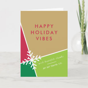 CORPORATE CHRISTMAS modern colourful snowflake Holiday Card