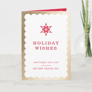 CORPORATE CHRISTMAS modern minimal snowflake gold Holiday Card