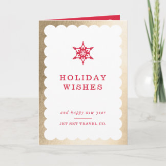 CORPORATE CHRISTMAS modern minimal snowflake gold Holiday Card