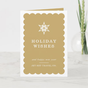 CORPORATE CHRISTMAS modern minimal snowflake tan Holiday Card