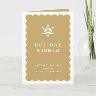 CORPORATE CHRISTMAS modern minimal snowflake tan Holiday Card