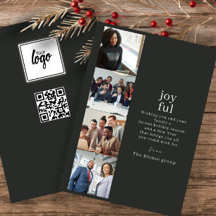Corporate Christmas Personalized 4 Photo Collage Holiday Card