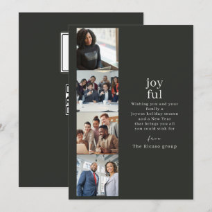 Corporate Christmas Personalized 4 Photo Collage Holiday Card