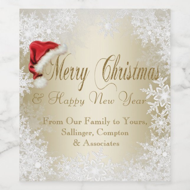 Corporate Christmas Wine Bottle Labels (Single Label)