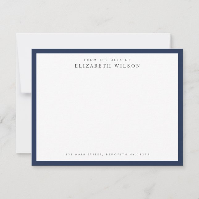 Corporate Classic Border Name Address Navy Blue  Card (Front)
