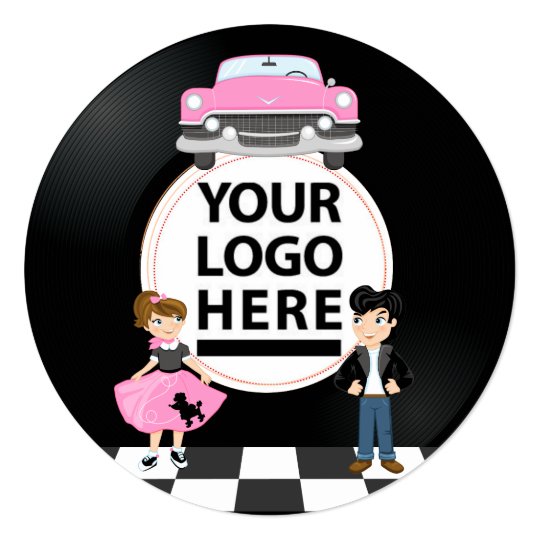 Corporate/Club/College/School Sock Hop Retro Party Card