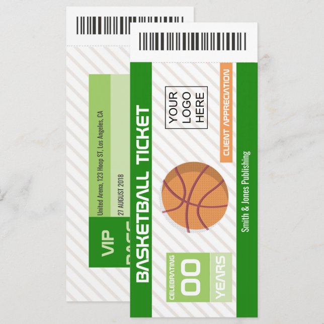 Corporate Company Function Basketball Event Ticket Invitation (Front/Back)
