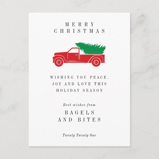 CORPORATE COMPANY HOLIDAY | Christmas Tree Truck Postcard (Front)