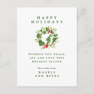 CORPORATE COMPANY HOLIDAY   Christmas Wreath Postc Postcard