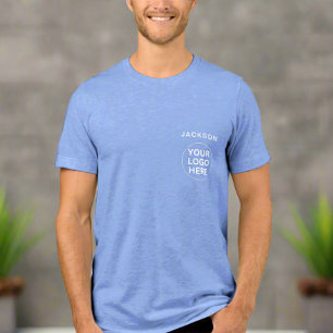 Corporate Company Logo Promotional Unisex Blue Tri-Blend Shirt