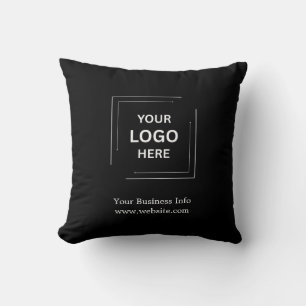 Corporate Company Minimalist Custom Black Business Throw Pillow