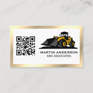 Corporate Construction QR Code Gold Metallic Business Card