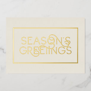 Corporate Cream & Gold Frame Seasons Greetings Foil Holiday Card