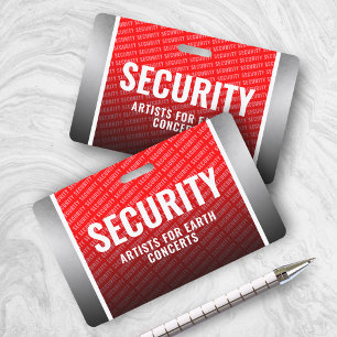Corporate Crimson Red & Steel Security Badge
